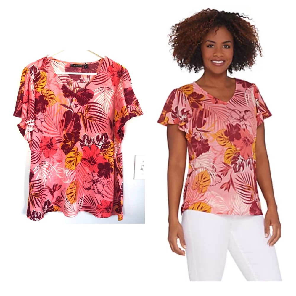 Susan Graver Printed Novelty Knit Top, Size XL
